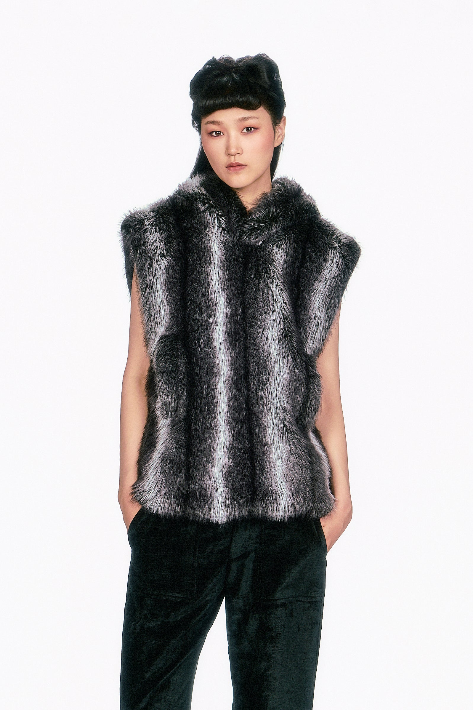 Anna Sui Faux Silver Fox Hoodie