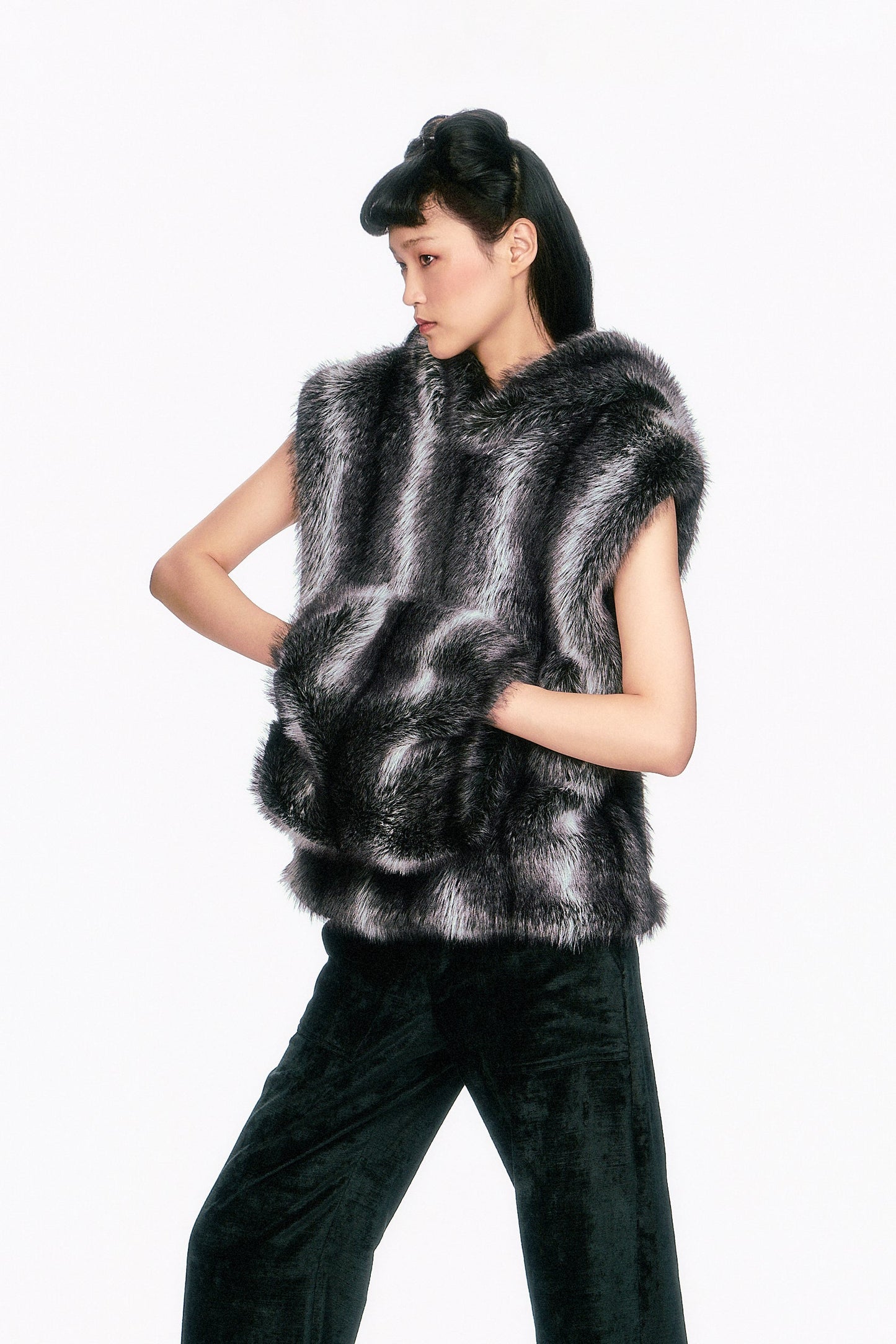 Anna Sui Faux Silver Fox Hoodie