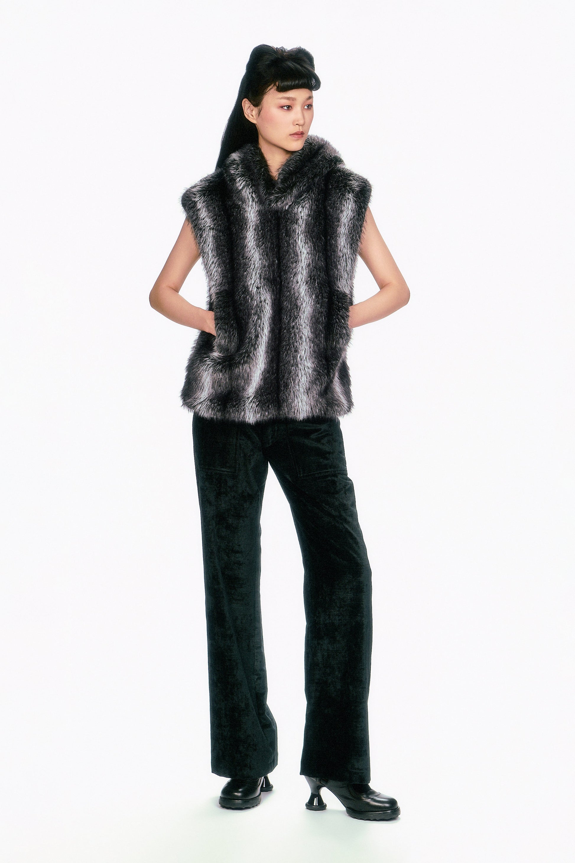 Anna Sui Faux Silver Fox Hoodie