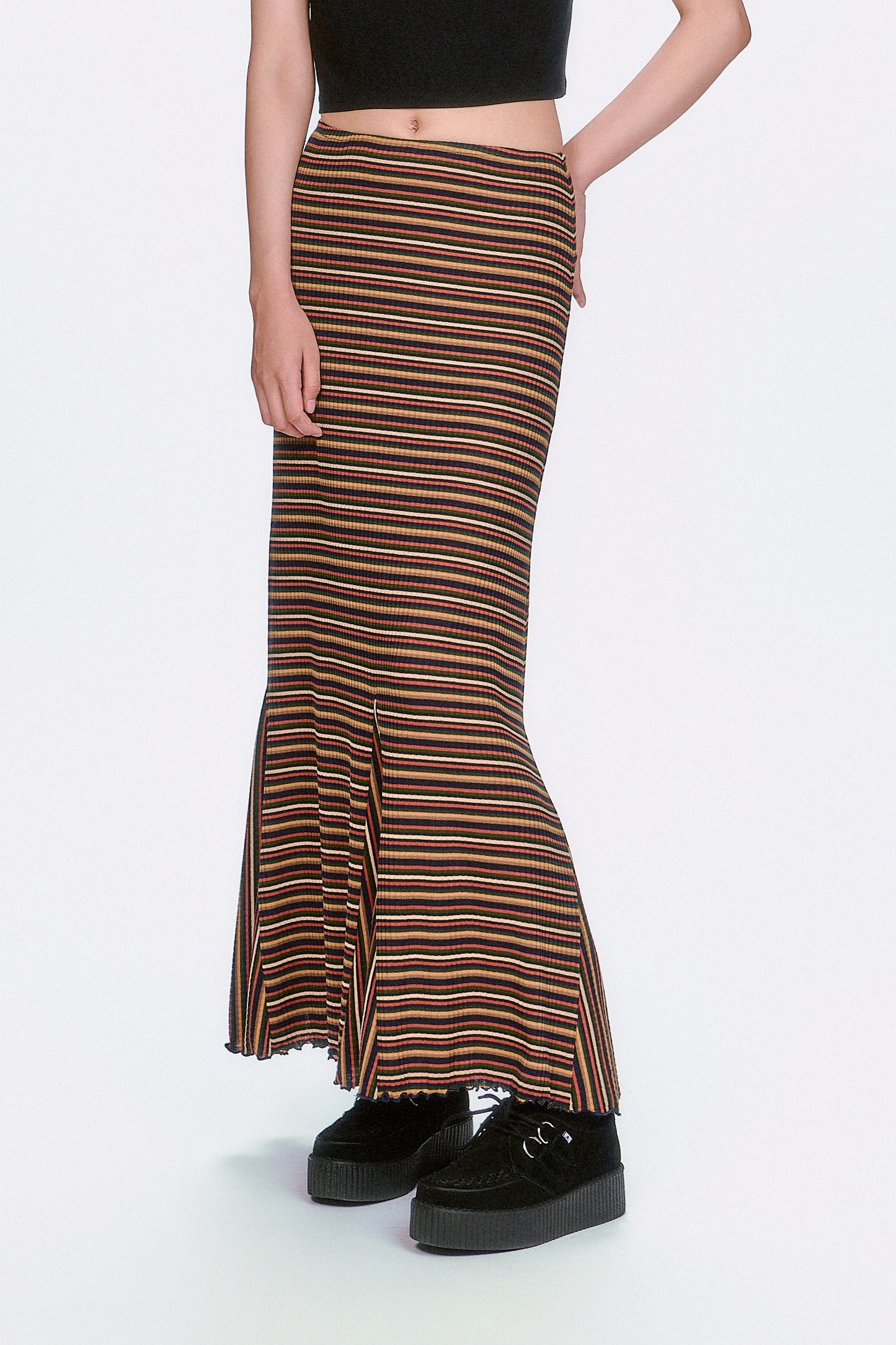 Anna Sui Venetian Stripe Trumpet Skirt - Caramel
