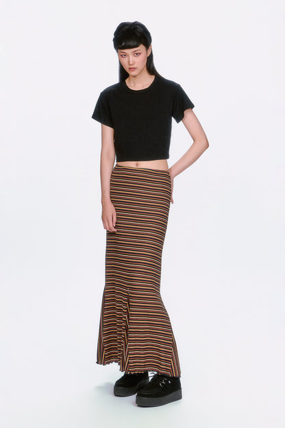 Anna Sui Venetian Stripe Trumpet Skirt - Caramel
