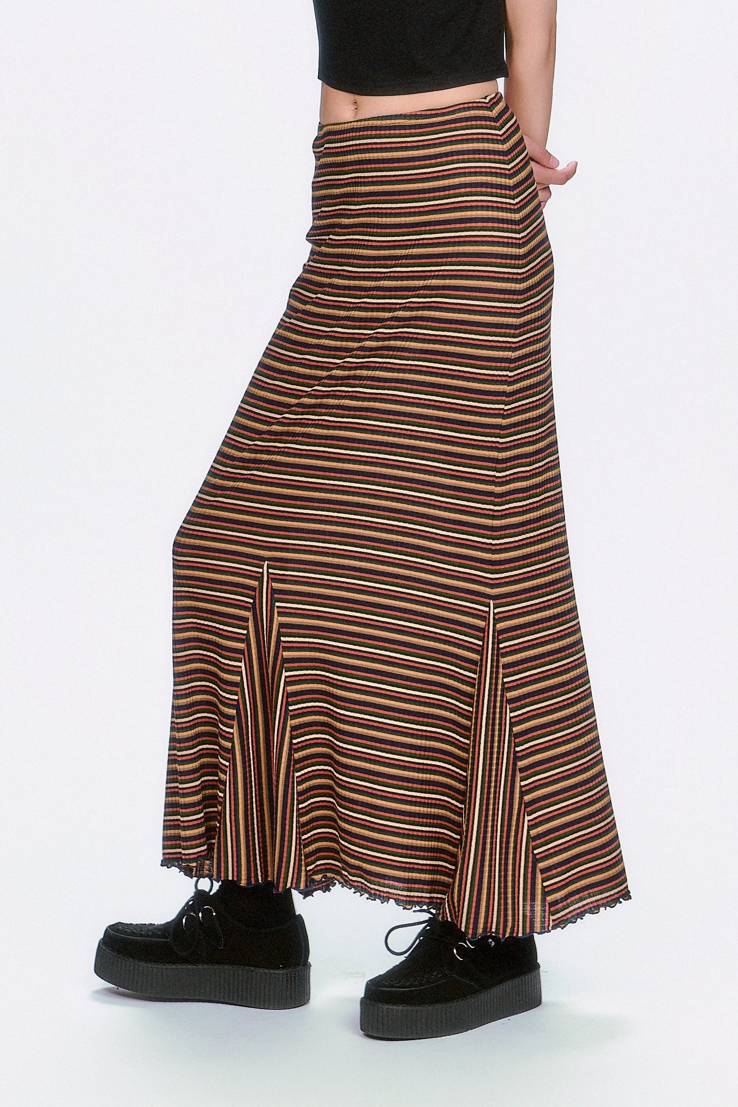Anna Sui Venetian Stripe Trumpet Skirt - Caramel