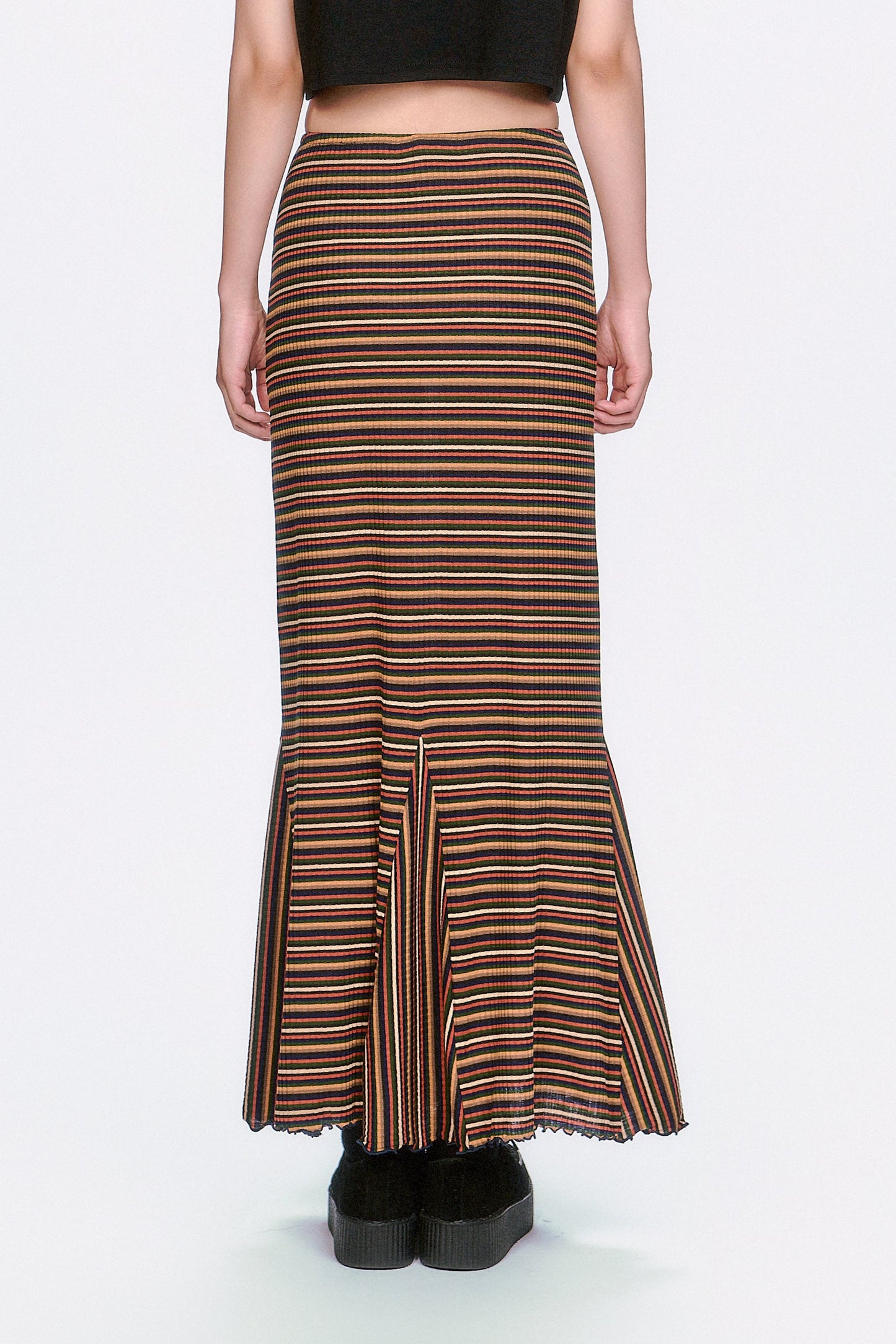 Anna Sui Venetian Stripe Trumpet Skirt - Caramel