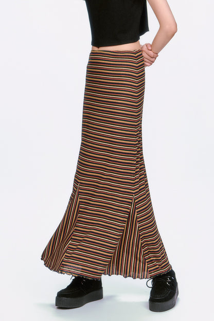 Anna Sui Venetian Stripe Trumpet Skirt - Caramel