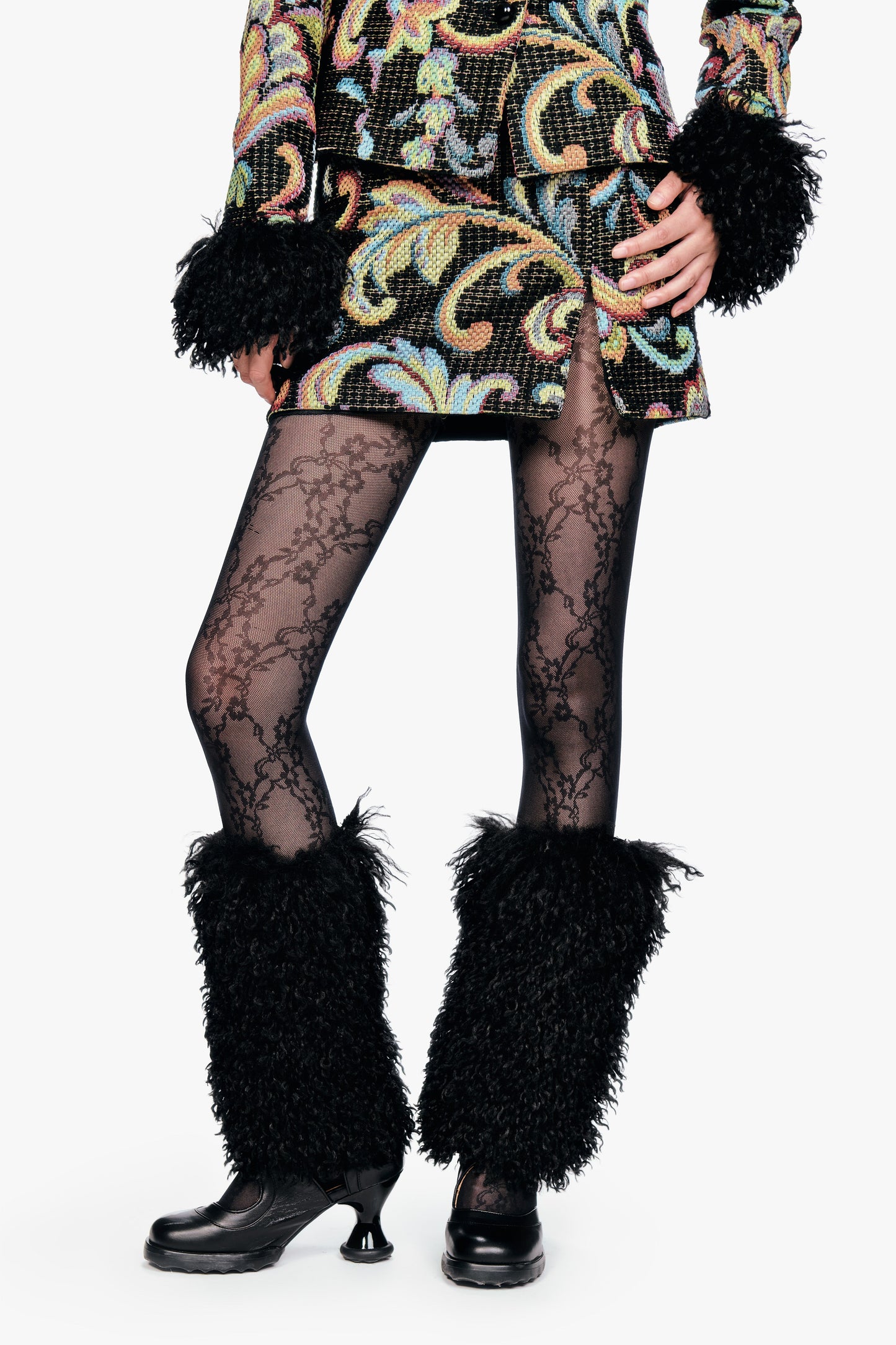 Anna Sui Faux Fur Leg Warmers - Black