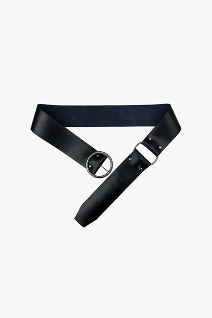 Anna Sui O-Ring Leather Belt - Black