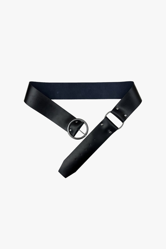 Anna Sui O-Ring Leather Belt - Black