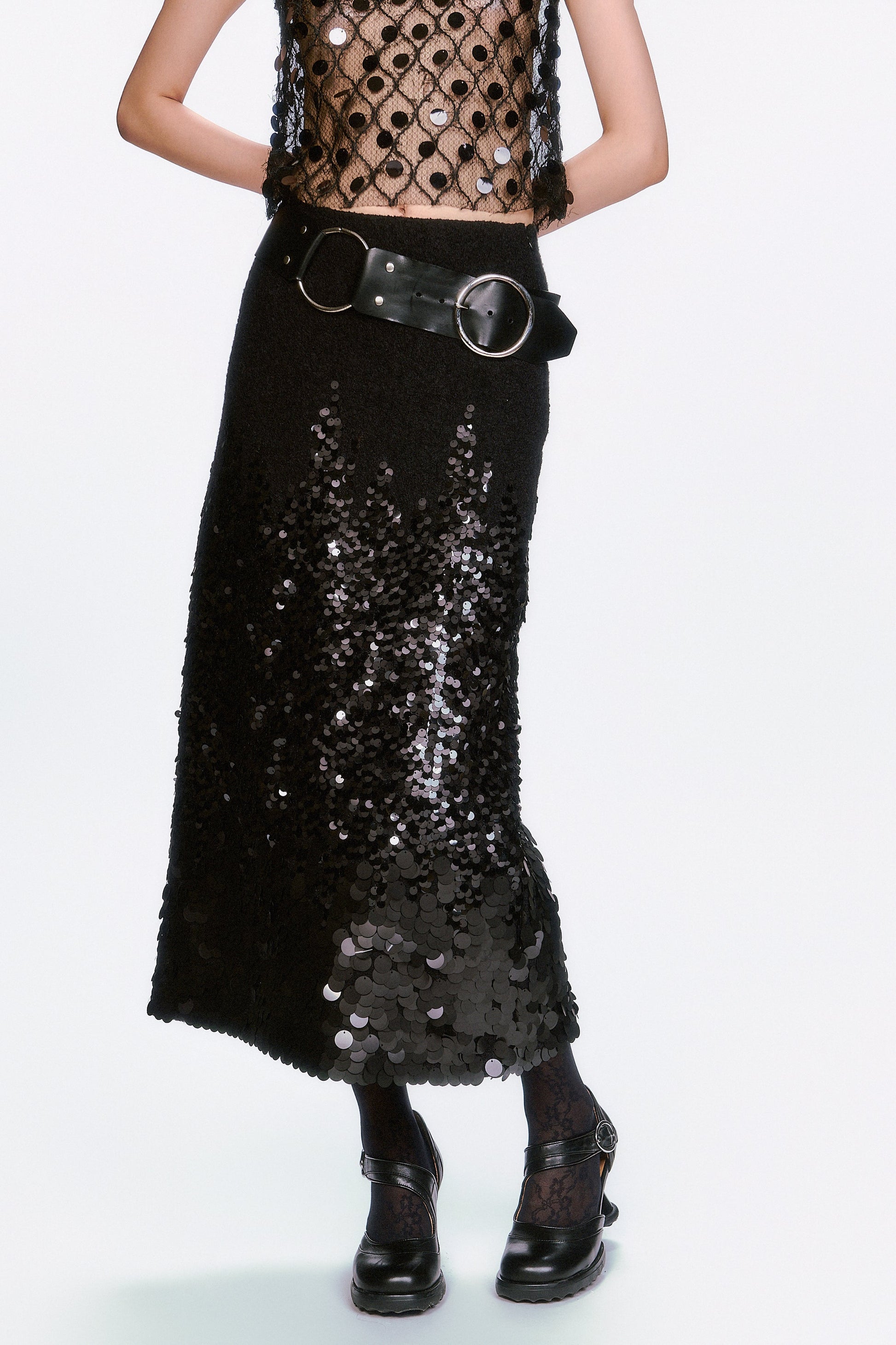Anna Sui O-Ring Leather Belt - Black