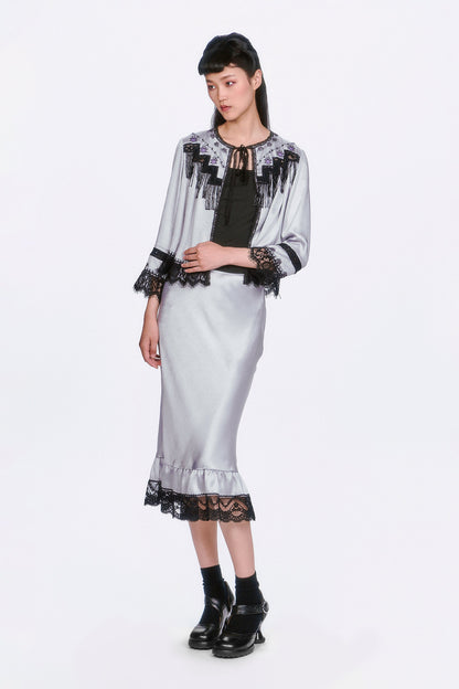 Anna Sui Boudoir Satin Lace Skirt