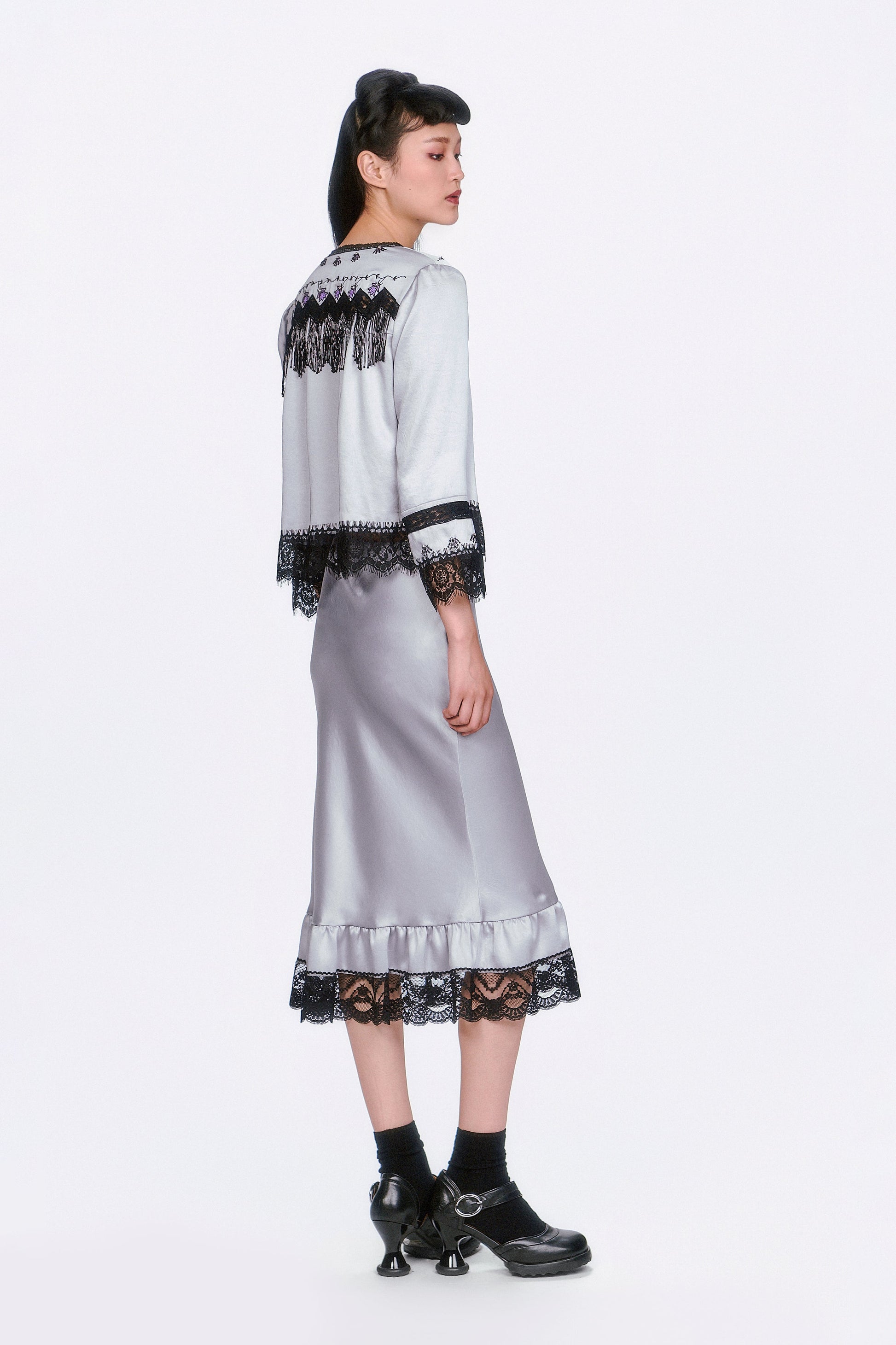 Anna Sui Boudoir Satin Lace Skirt