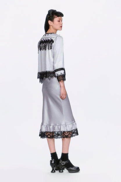 Anna Sui Boudoir Satin Lace Skirt