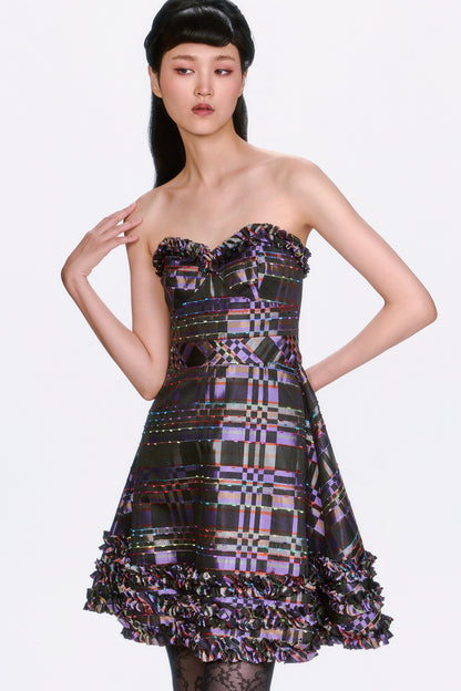 Anna Sui Shangri-La Taffeta Strapless Party Dress
