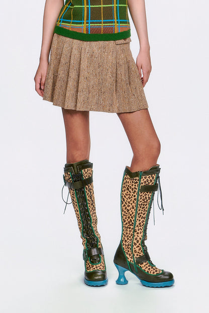 Anna Sui Herringbone Pleated Skirt
