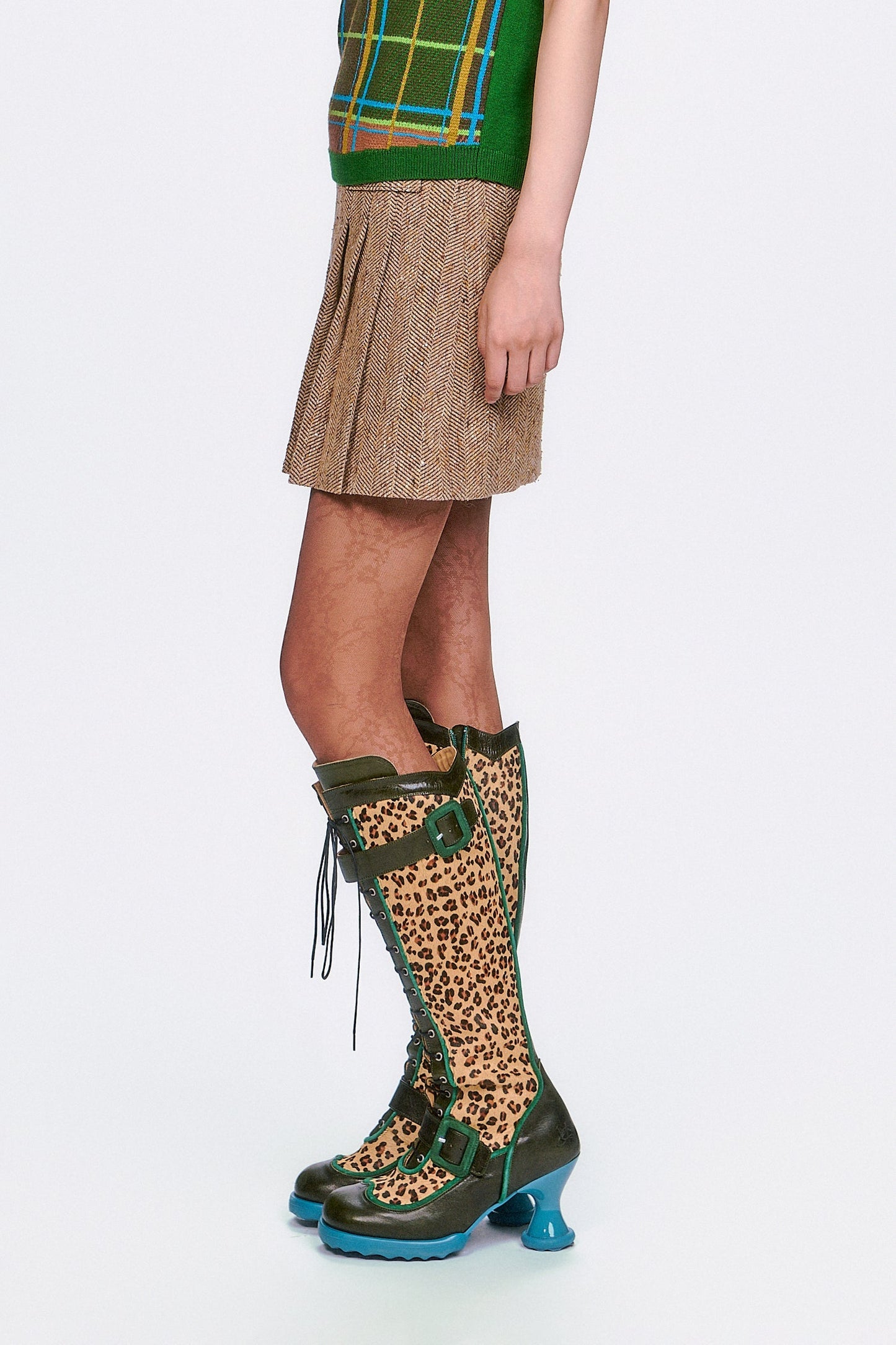 Anna Sui Herringbone Pleated Skirt