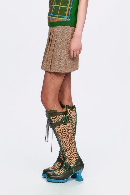 Anna Sui Herringbone Pleated Skirt
