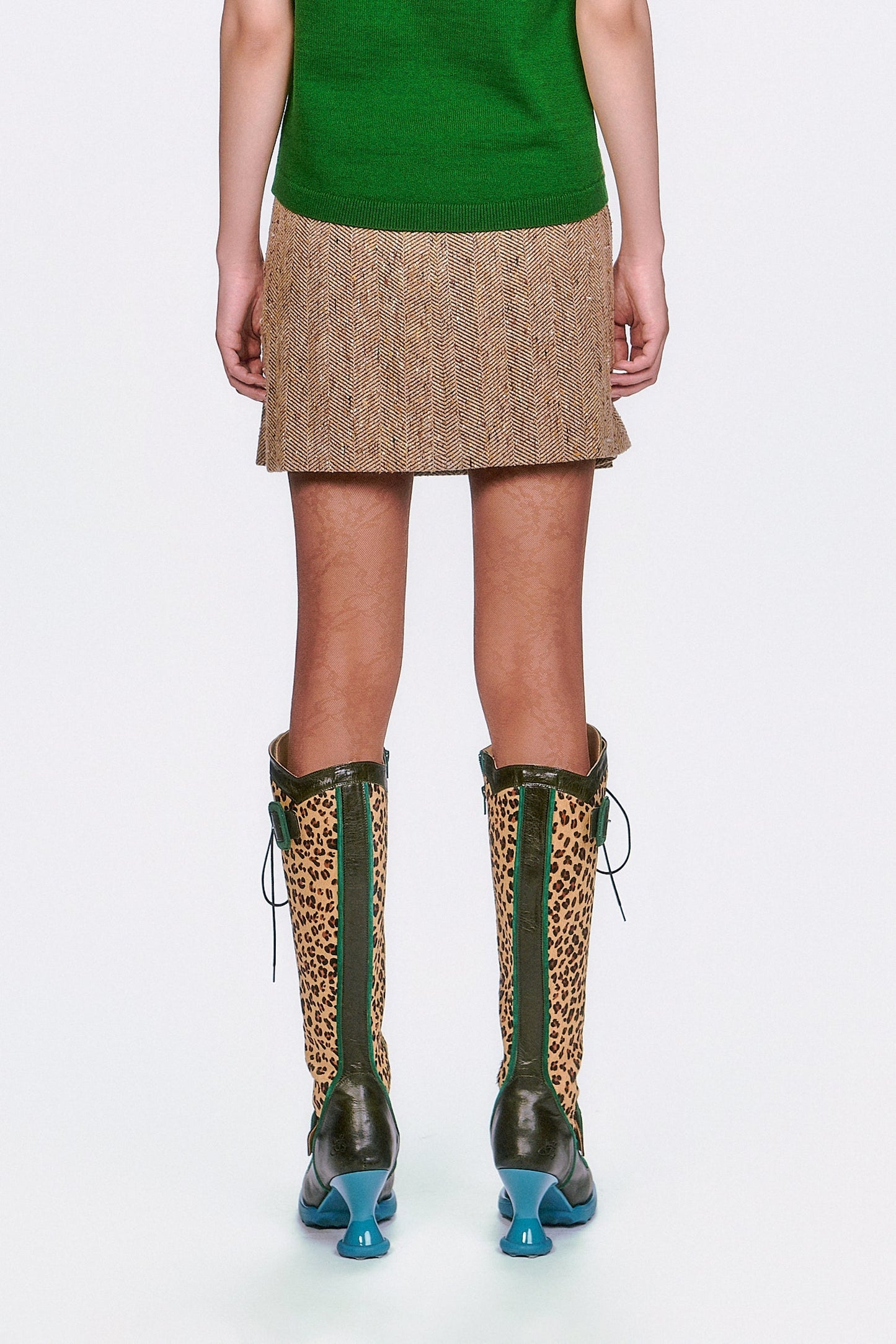 Anna Sui Herringbone Pleated Skirt