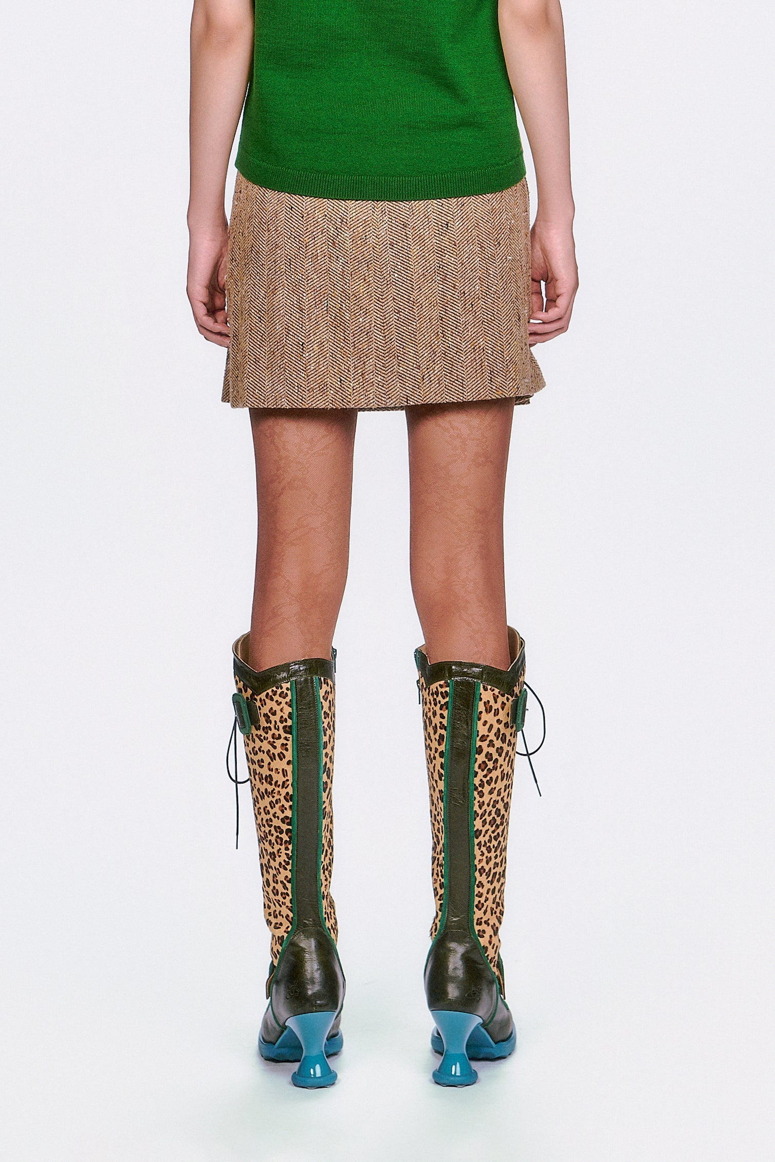 Anna Sui Herringbone Pleated Skirt