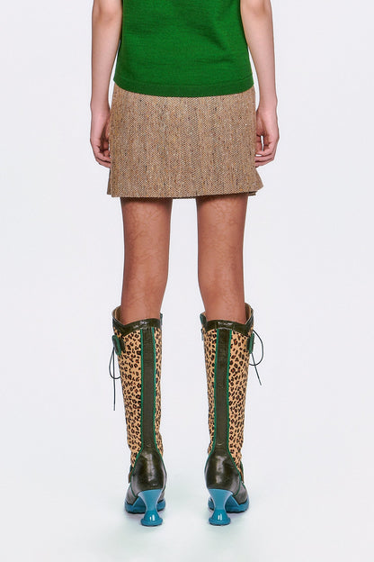 Anna Sui Herringbone Pleated Skirt
