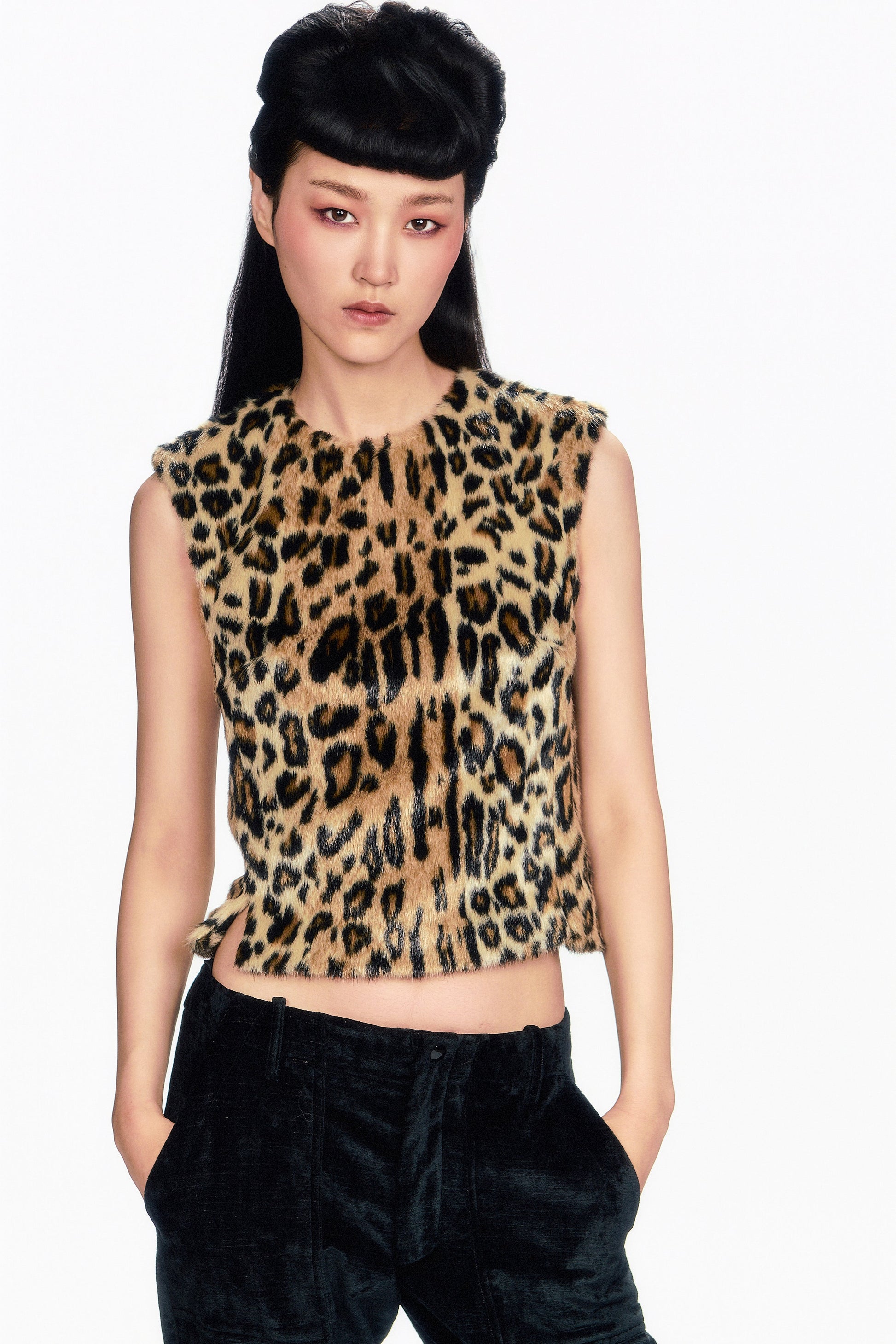 Anna Sui Faux Leopard Sleeveless Top
