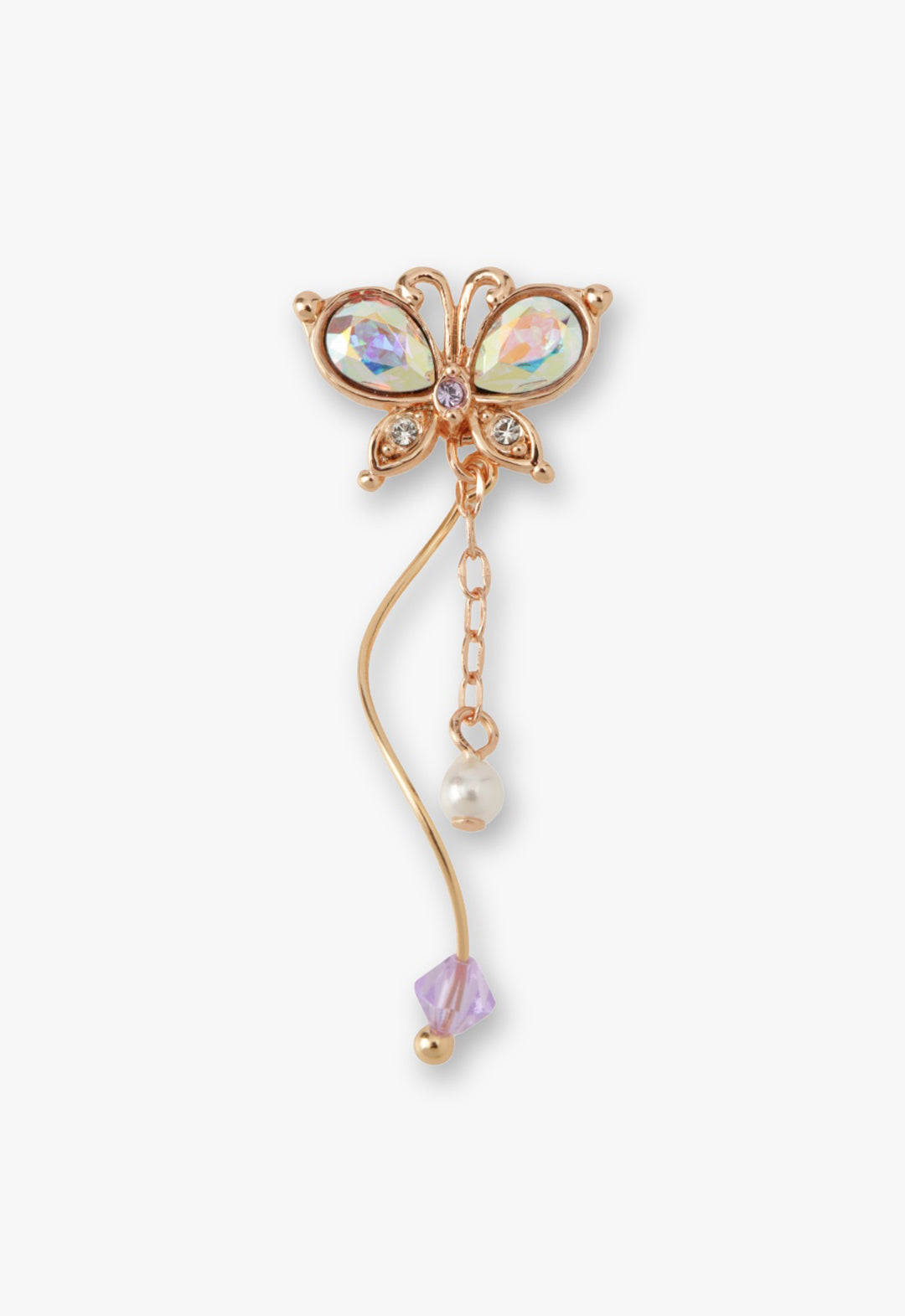 Anna Sui Rose Gold Butterfly Stud Earrings with Detachable Dangle