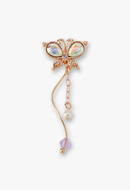 Anna Sui Rose Gold Butterfly Stud Earrings with Detachable Dangle