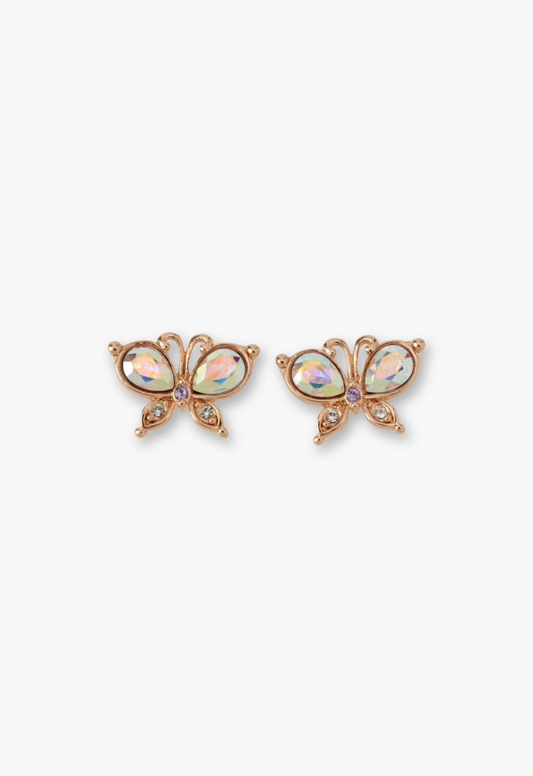 Anna Sui Rose Gold Butterfly Stud Earrings with Detachable Dangle