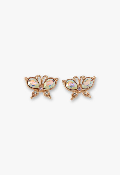 Anna Sui Rose Gold Butterfly Stud Earrings with Detachable Dangle