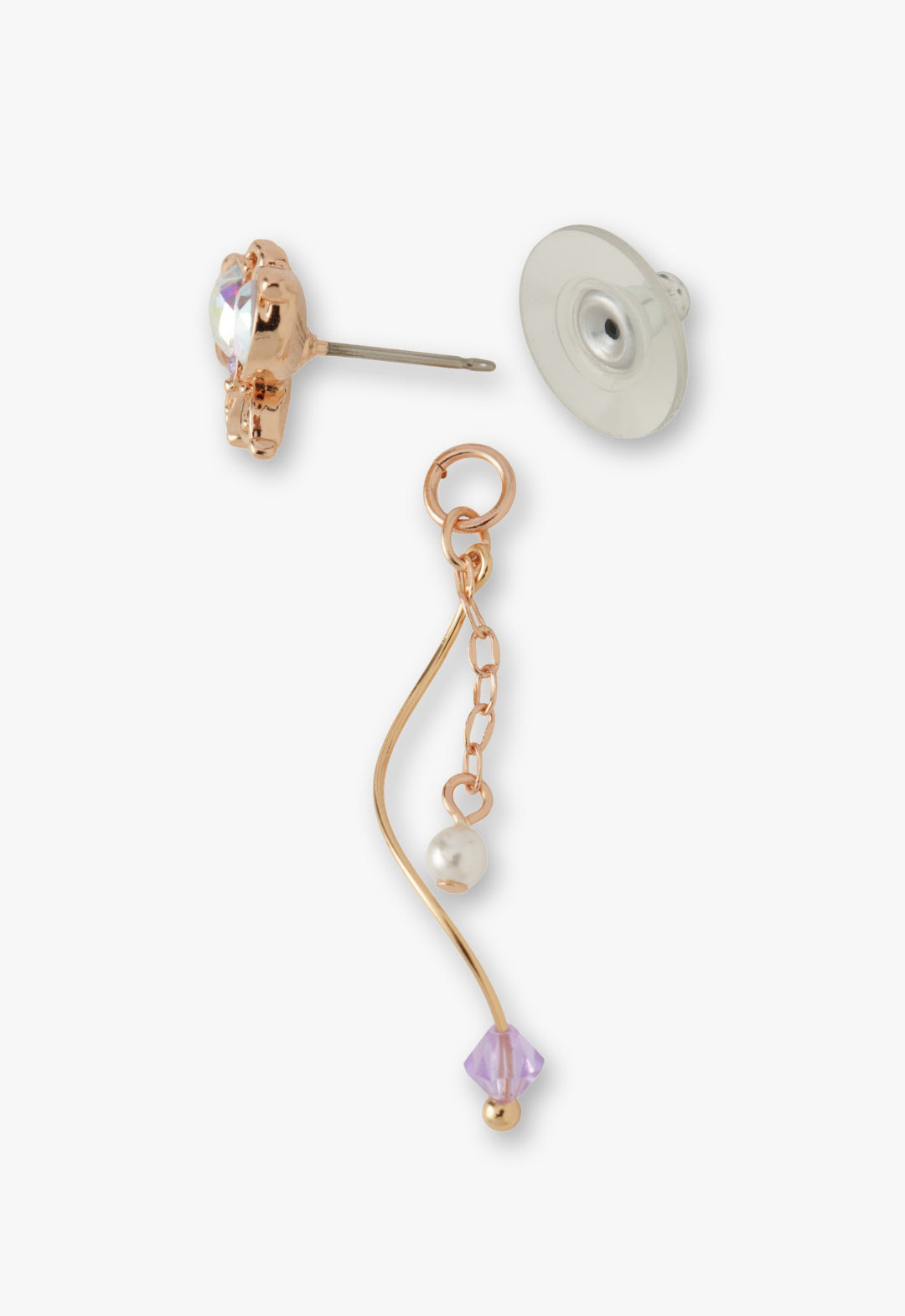 Anna Sui Rose Gold Butterfly Stud Earrings with Detachable Dangle