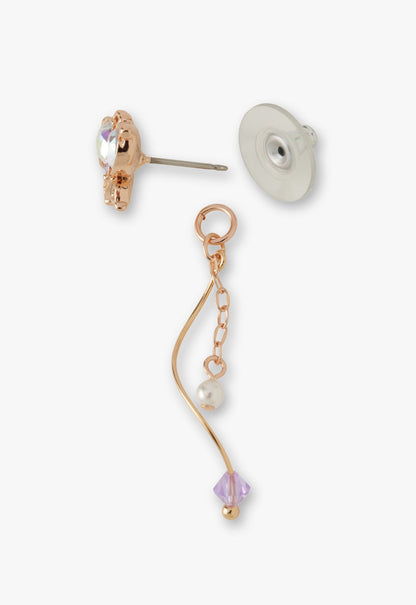 Anna Sui Rose Gold Butterfly Stud Earrings with Detachable Dangle