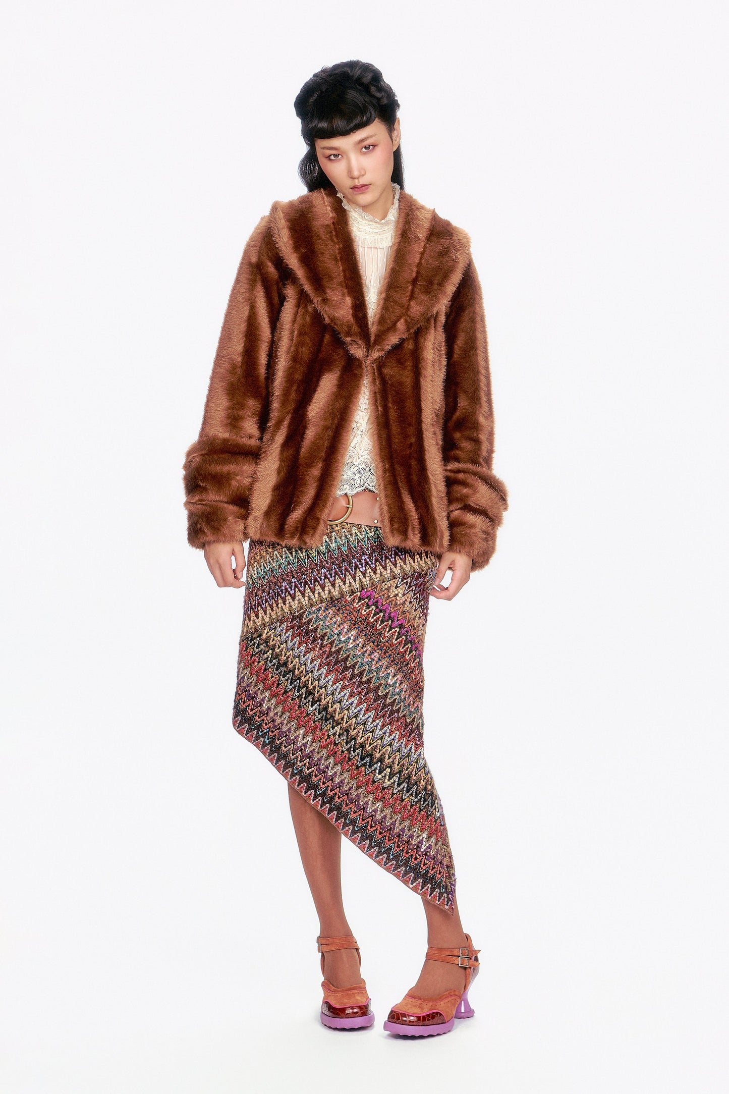 Anna Sui Faux Mink Swing Coat