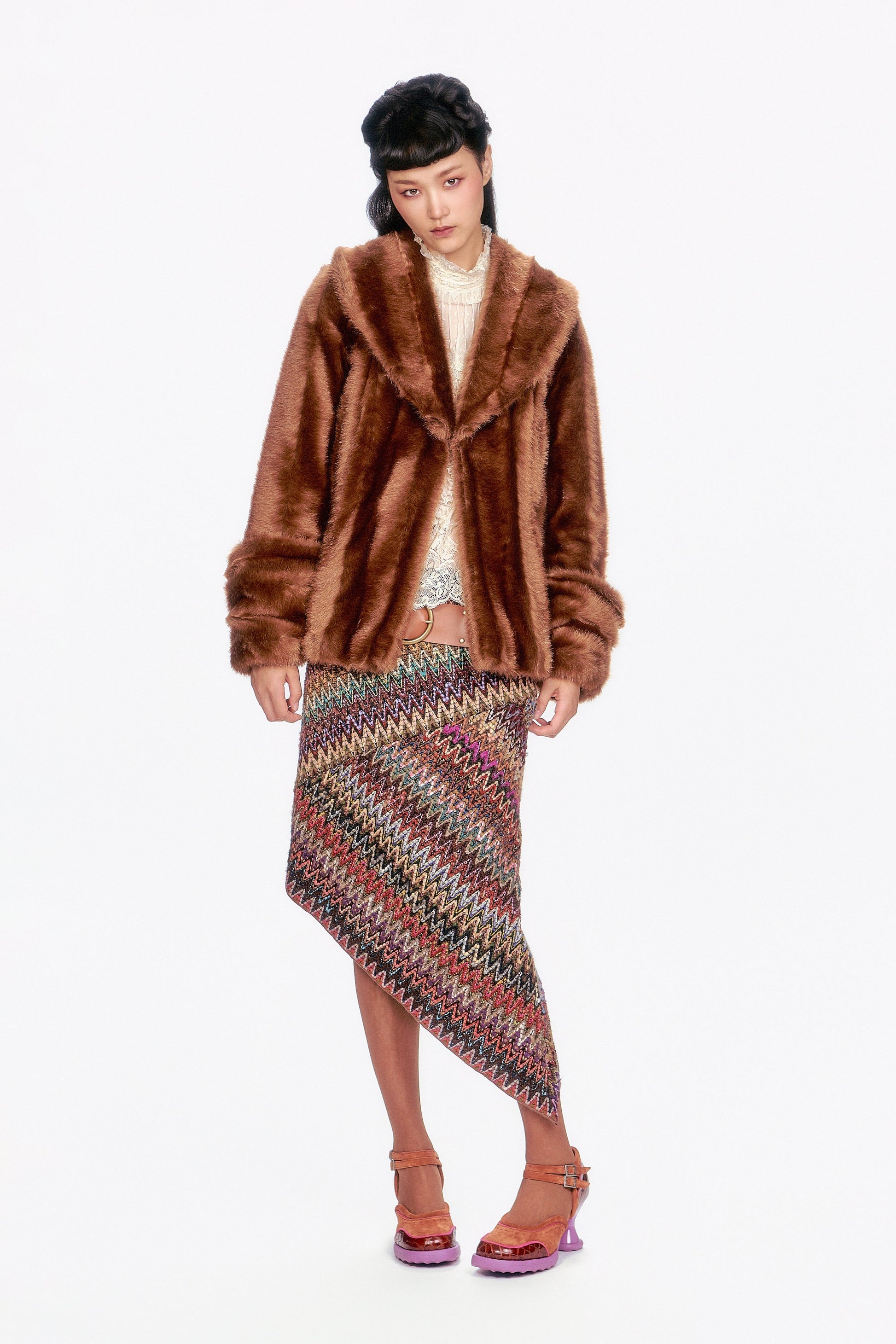 Anna Sui Faux Mink Swing Coat