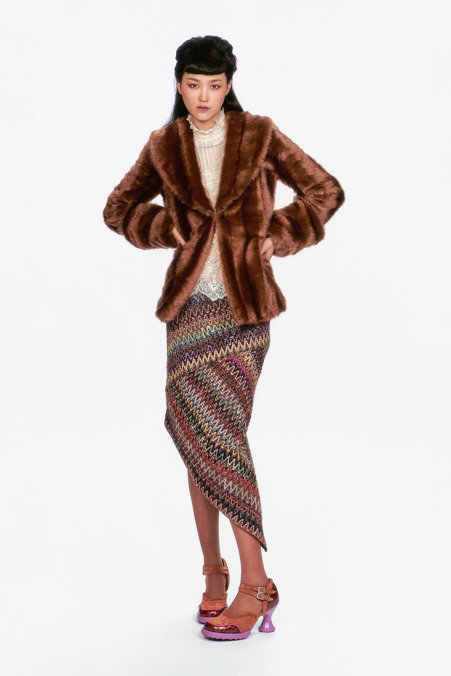 Anna Sui Faux Mink Swing Coat