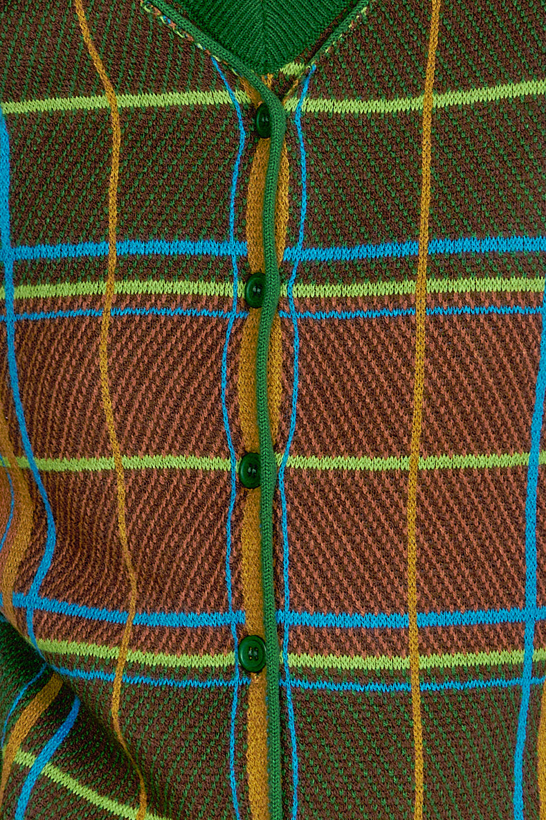 Anna Sui Plaid Cardigan - Leaf Green