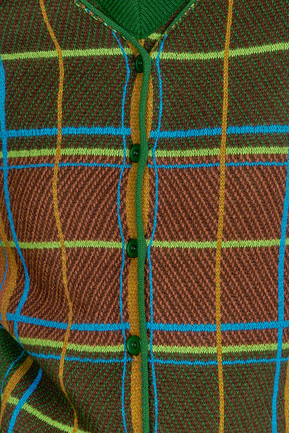 Anna Sui Plaid Cardigan - Leaf Green