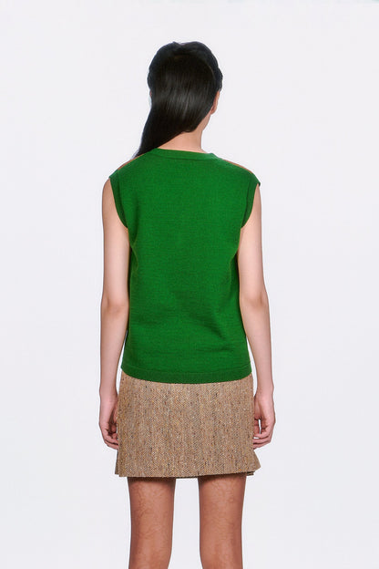 Anna Sui Plaid Sweater Vest - Leaf Green