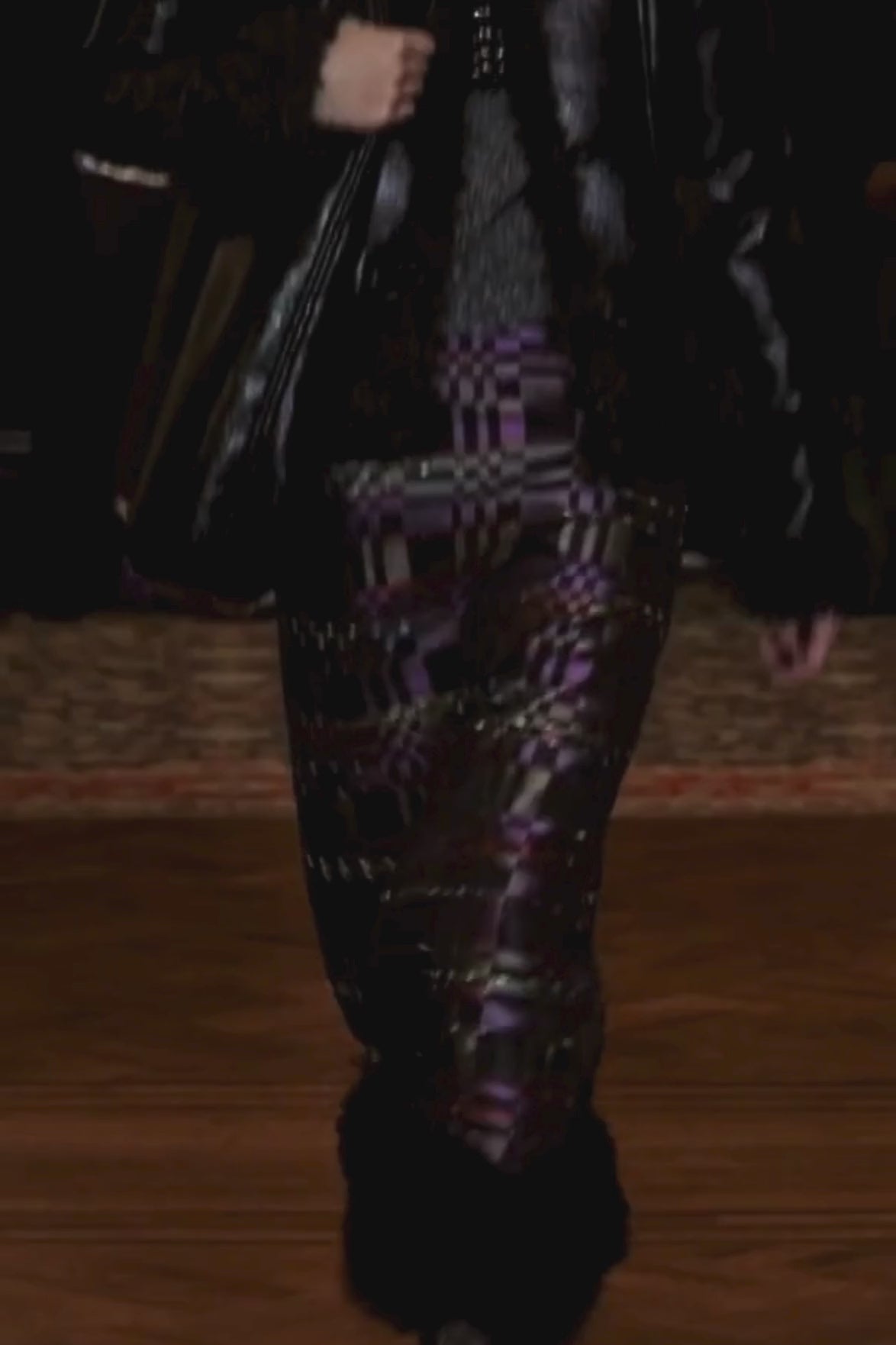 Anna Sui Faux Leather W/ Curly Lamb Trim Jacket