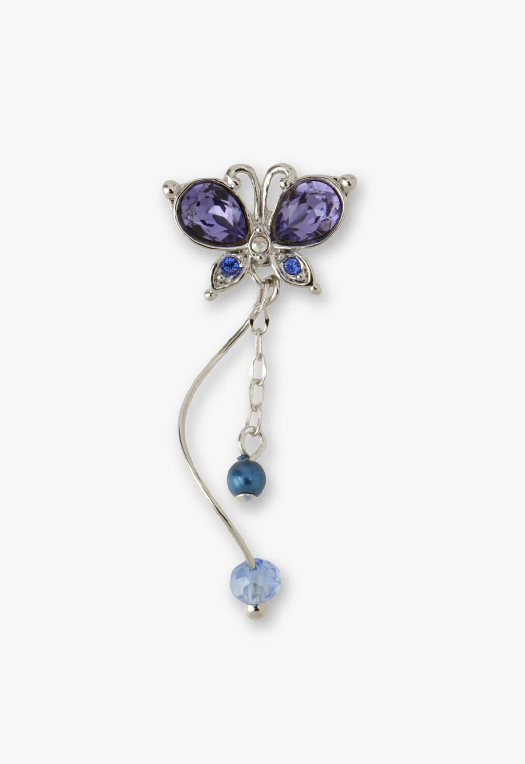 Anna Sui Silver Butterfly Stud Earrings with Detachable Dangle