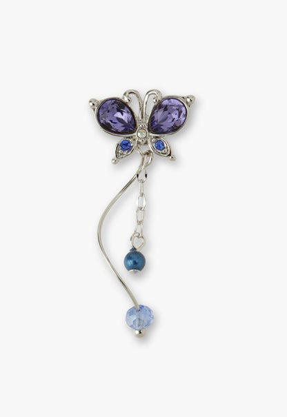 Anna Sui Silver Butterfly Stud Earrings with Detachable Dangle