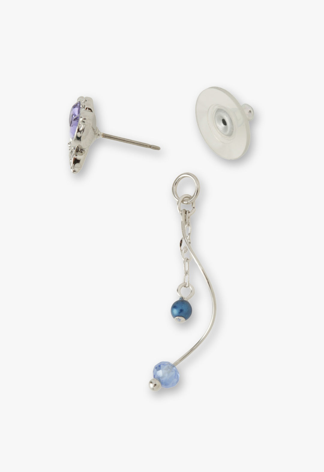 Anna Sui Silver Butterfly Stud Earrings with Detachable Dangle