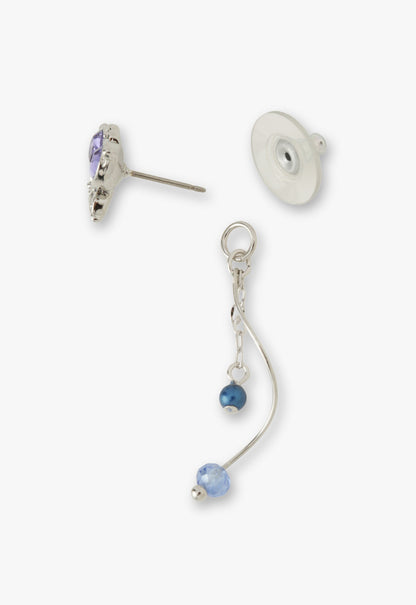 Anna Sui Silver Butterfly Stud Earrings with Detachable Dangle
