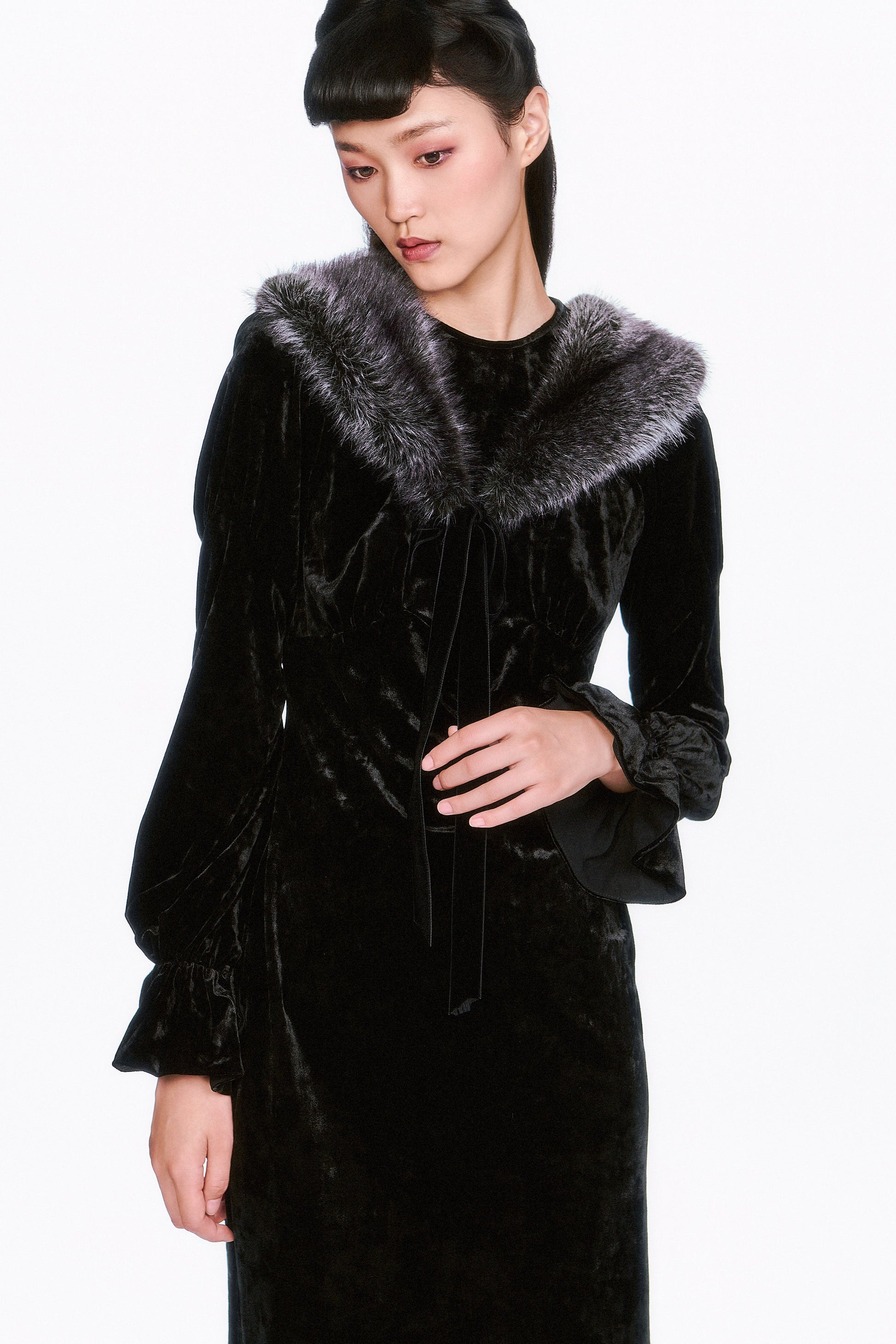 Anna Sui Boudoir Velvet Long Sleeve Dress