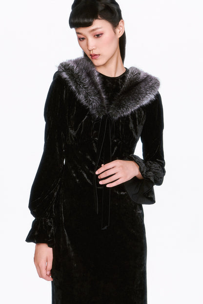 Anna Sui Boudoir Velvet Long Sleeve Dress