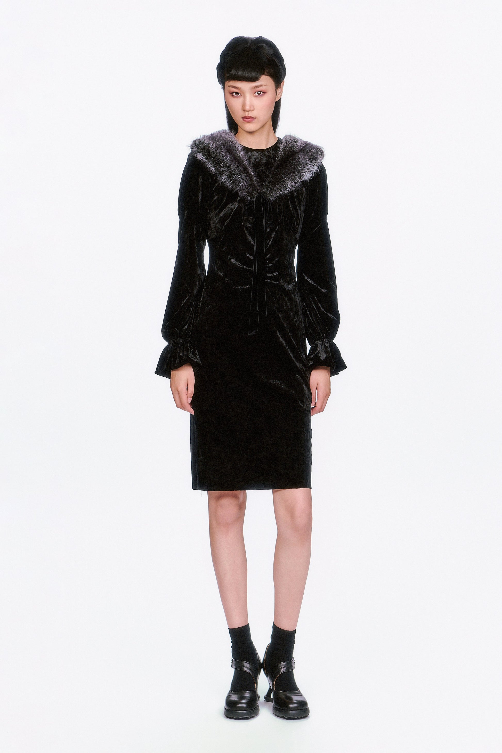 Anna Sui Boudoir Velvet Long Sleeve Dress