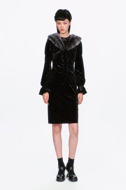 Anna Sui Boudoir Velvet Long Sleeve Dress