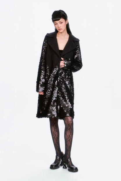 Anna Sui Paillettes Wool Coat