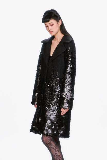 Anna Sui Paillettes Wool Coat