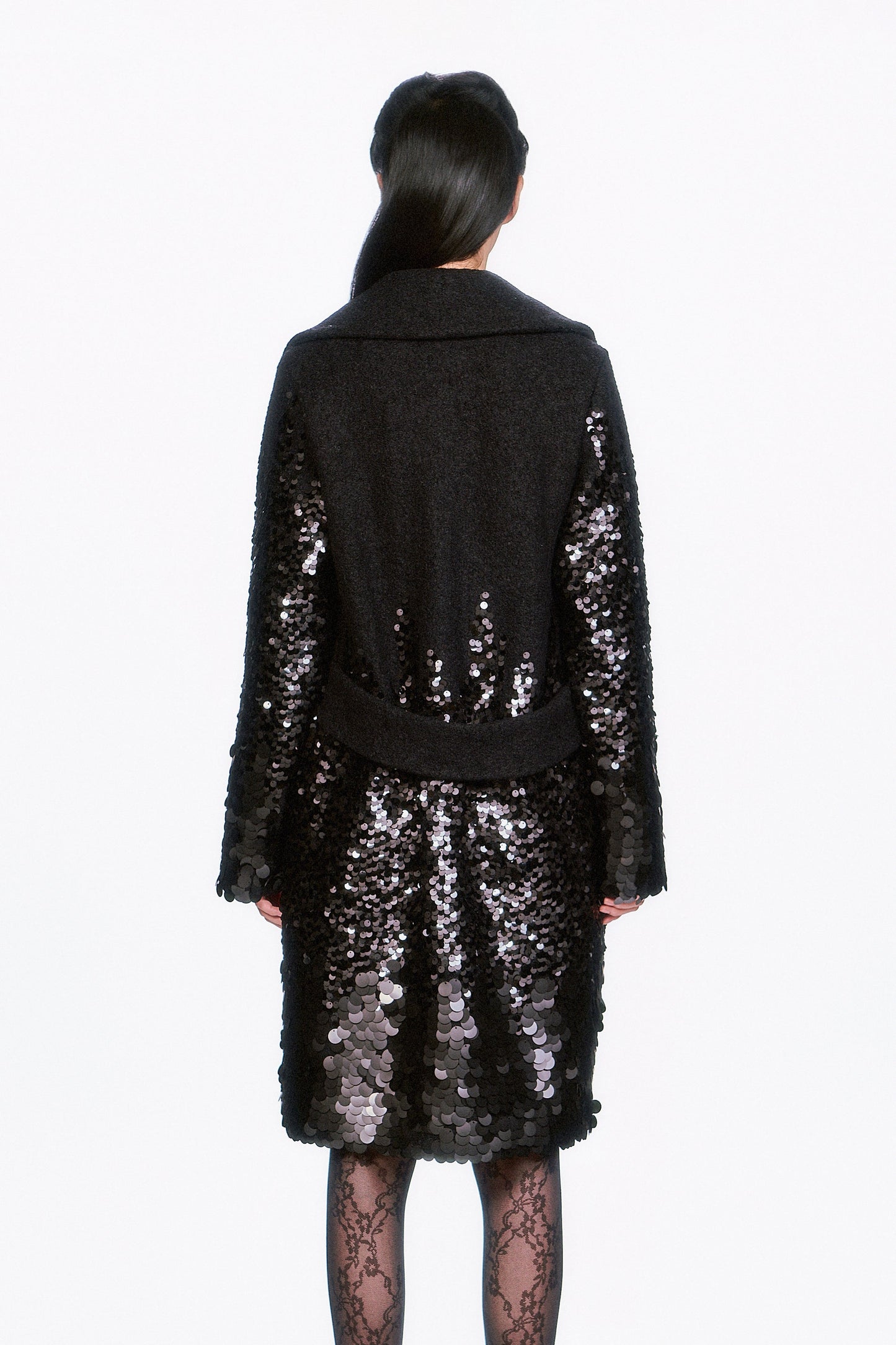 Anna Sui Paillettes Wool Coat