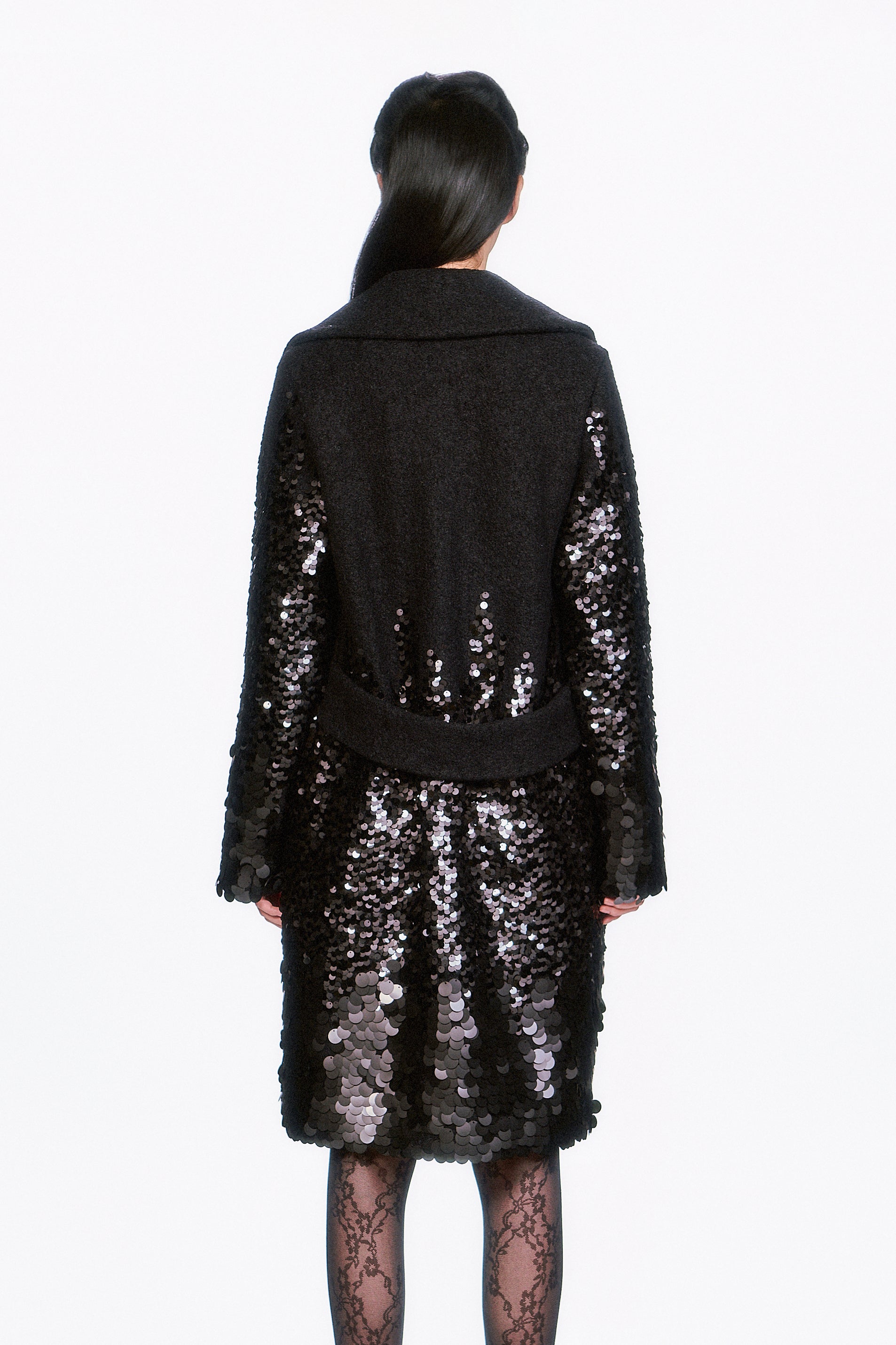 Anna Sui Paillettes Wool Coat