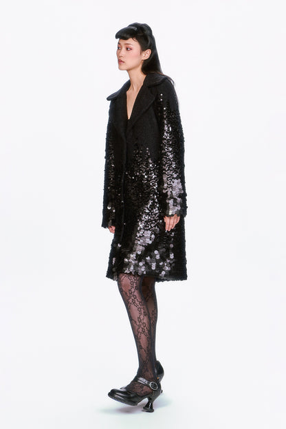 Anna Sui Paillettes Wool Coat