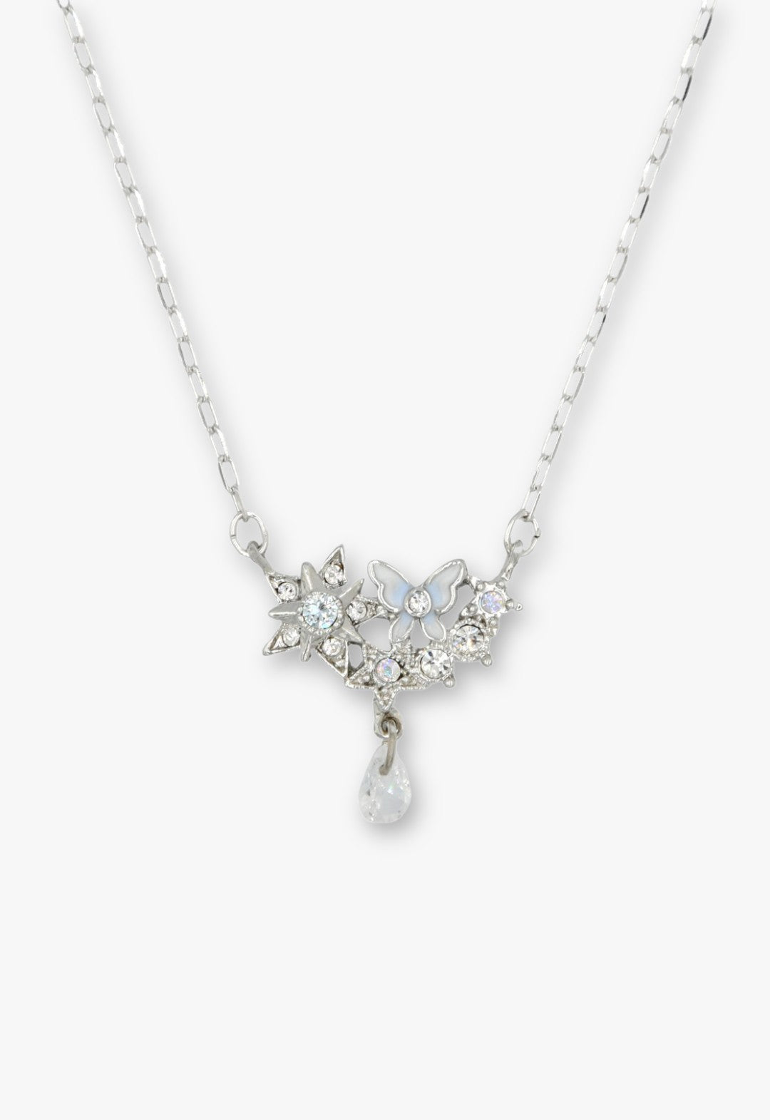 Anna Sui Silver Star Butterfly Necklace